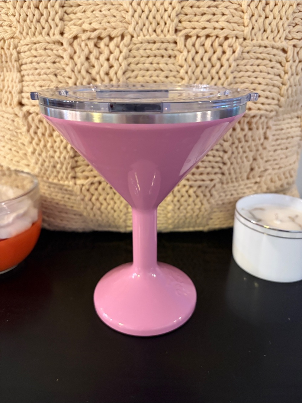 Pink Insulated Martini Tumbler with Clear Lid